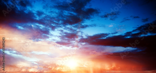 Sunrise summer sky panorama