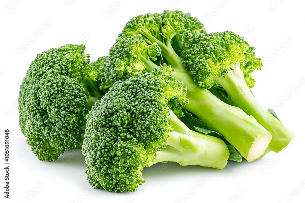 Fresh Green Broccoli Florets on White Background. Fresh Green Broccoli Florets on White Background.