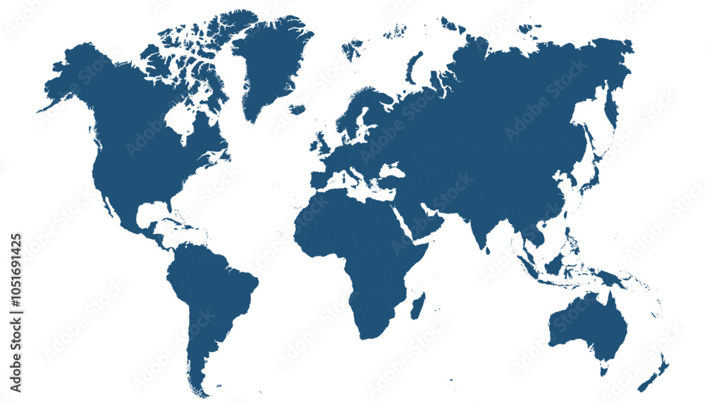 Obraz premium World map. Blue modern vector map. Silhouette map