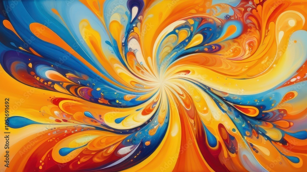 Fototapeta premium A vibrant swirl of warm colors creates a dynamic and energetic abstract design. Perfect for backgrounds and modern art projects