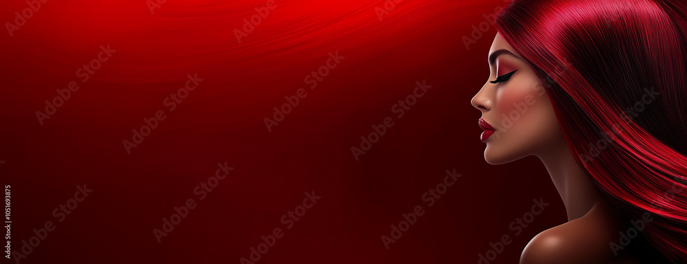 Elegant Woman with Luxurious Red Hair in Beauty Banner Elegant Woman with Luxurious Red Hair in Beauty Banner