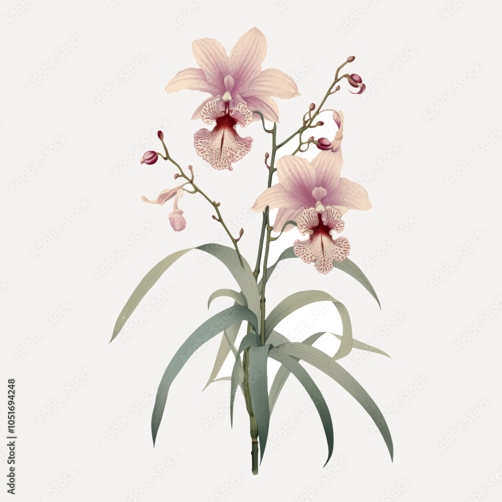 Fototapeta premium Elegant pink orchid illustration