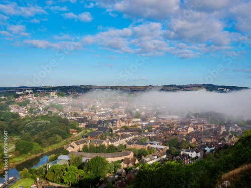 Townscape on a foggy morning, Lewes, East Sussex, England, United Kingdom, Europe photo