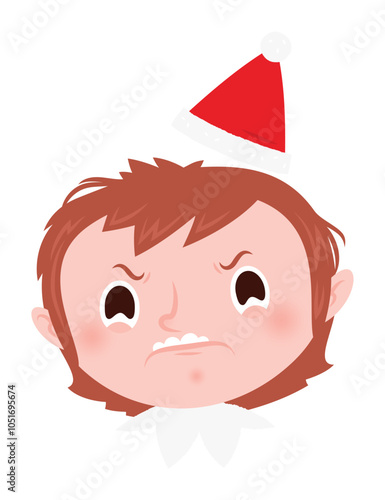 Christmas emoji - angry elf girl.