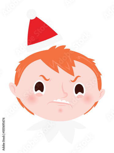 Christmas emoji - angry elf boy.