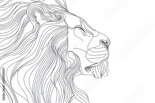 Intricate lion line art drawing