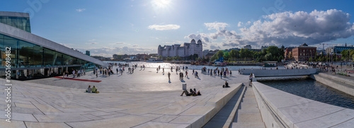 View of Oslo Opera House on a sunny day, Oslo, Norway, Scandinavia, Europe