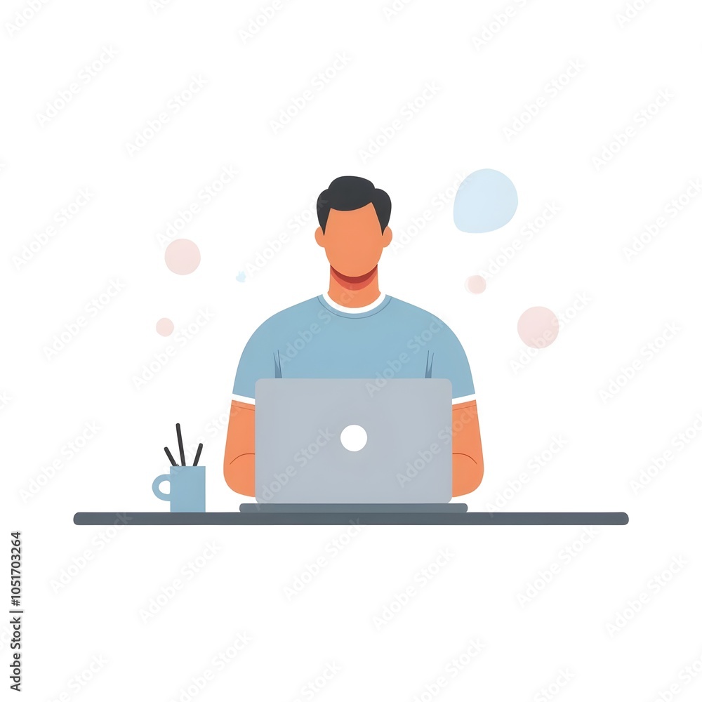illustration of a person using laptop illustration of a person using laptop
