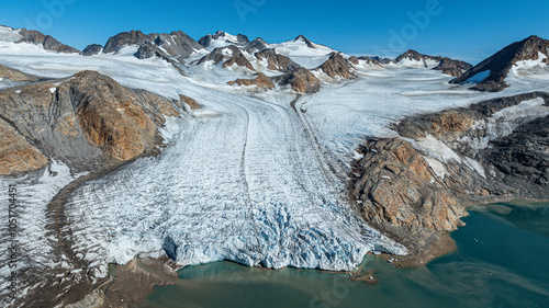 Aerial of a glacier, Kulusuk, Greenland, Denmark, Polar Regions photo