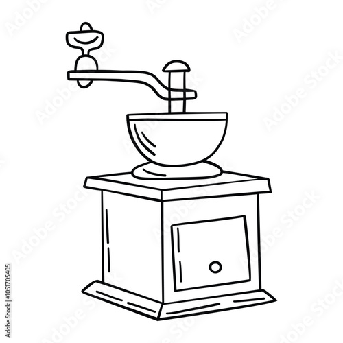 coffee grinder icon over white background, line style, vector illustration