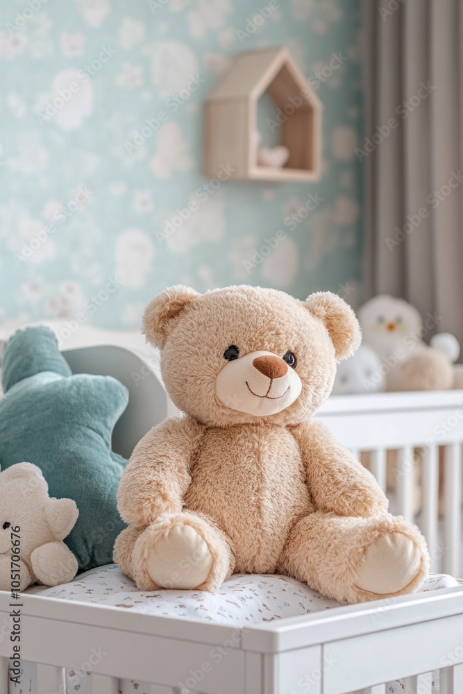 Bear on White Crib Bear on White Crib