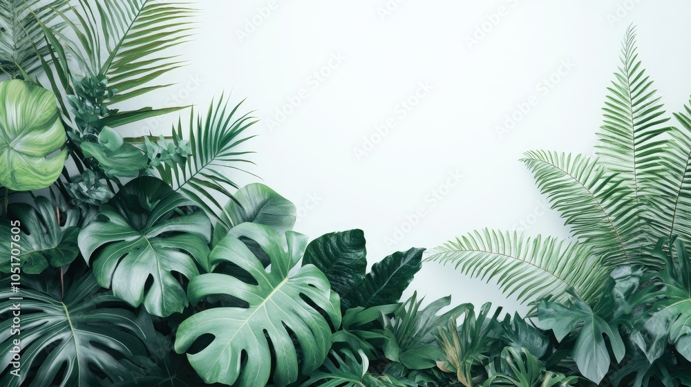 Lush Greenery Composition with Tropical Leaves Lush Greenery Composition with Tropical Leaves