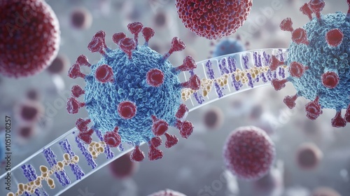 Diagrammatic representation of Hepatitis B virus lifecycle, illustrating infection and replication processes in host cells. photo