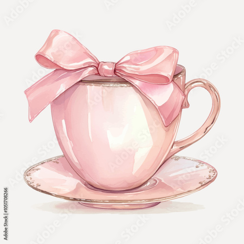 Elegant pink teacup with bow