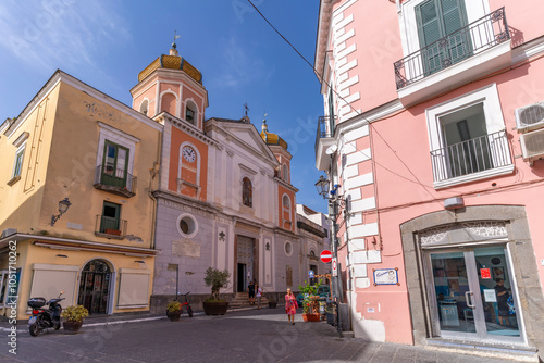 View of Basilica S. Maria Di Loreto and blue sky, Forio, Island of Ischia, Campania, Italy, Europe photo