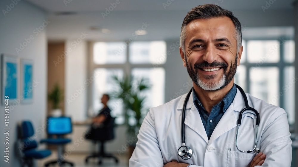 Smiling doctor in hospital. Portrait of medical worker Smiling doctor in hospital. Portrait of medical worker