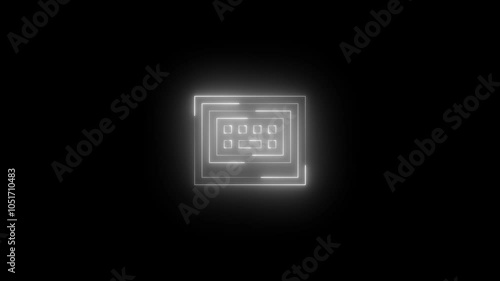 Neon keyboard undock icon glowing black background animation photo