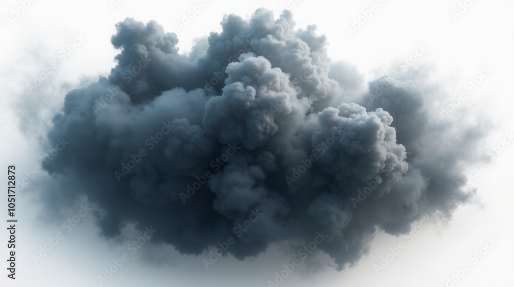 Fototapeta premium Black Storm Clouds with Smoke Isolated on White Background Dramatic Weather Concept