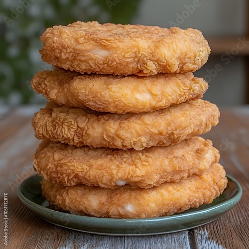 Crispy Fried Chicken on Weathered Wooden Background