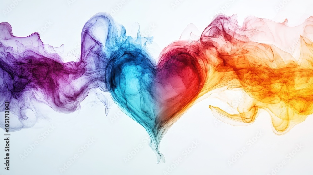Fototapeta premium Dynamic representation of a heart rhythm, illustrated as a heartbeat line transforming into colorful waves, symbolizing life and energy.