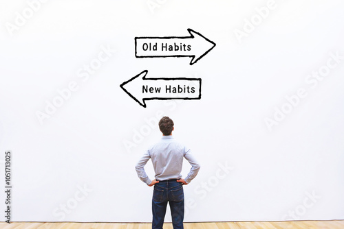 old habits vs new habits, self improvement and life change concept photo