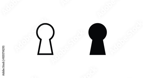 keyhole icon, door lock, key hole, Security, protection line and flat icon set, editable stroke isolated on white, linear vector outline illustration, symbol logo design style