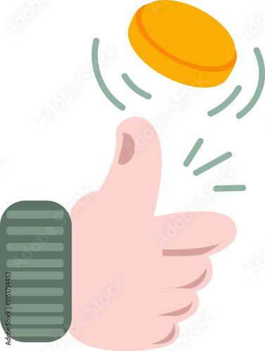 Hand Flipping Coin Illustration for Decision Making