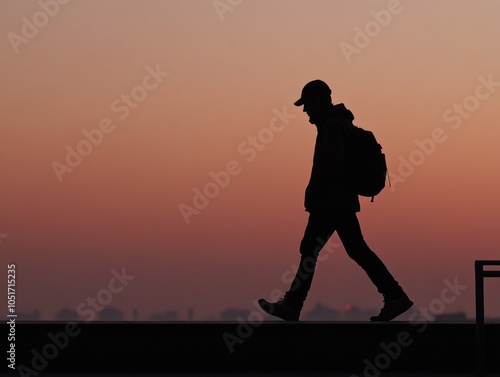 Man walking past bench