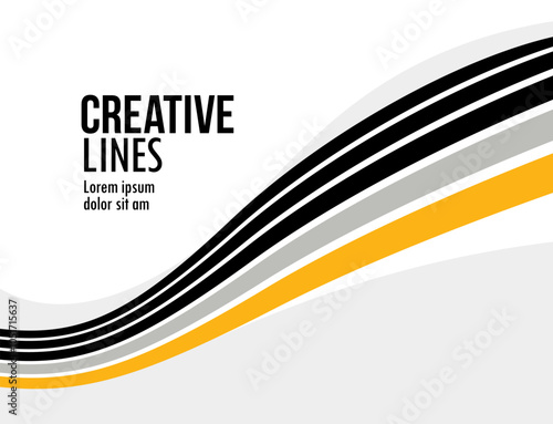 Creative lines vector abstract background, 3D perspective linear graphic design composition, stripes in dimensional rotation poster or banner.