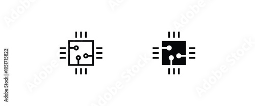 Circuit board icon, technology, processor line and flat icons set, editable stroke isolated on white, linear vector outline illustration, symbol logo design style