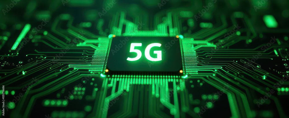 A processor that uses 5G technology on an electric circuit board. Fifth generation of wireless cellular technology with massive network capacity and Higher performance. A processor that uses 5G technology on an electric circuit board. Fifth generation of wireless cellular technology with massive network capacity and Higher performance.