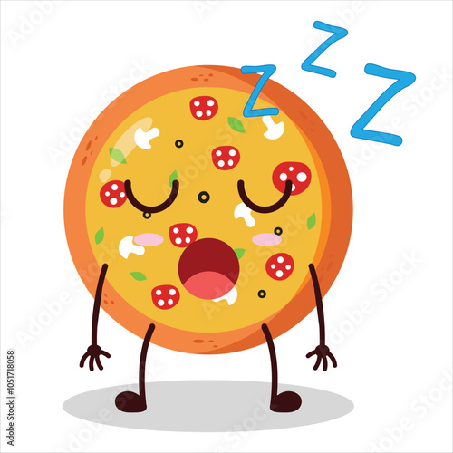 cute rest expression of pizza character