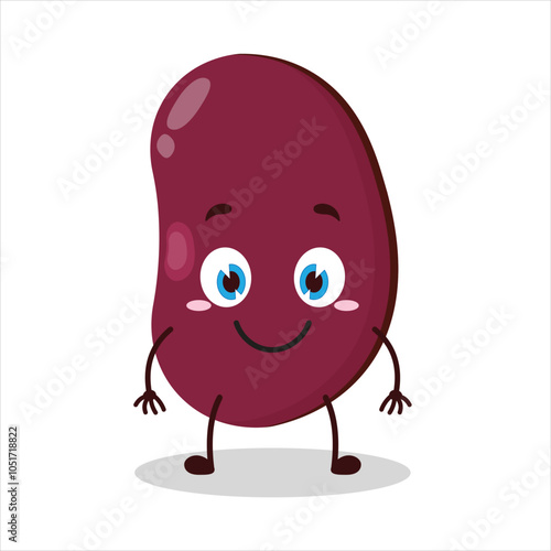 cute smile expression of red bean character