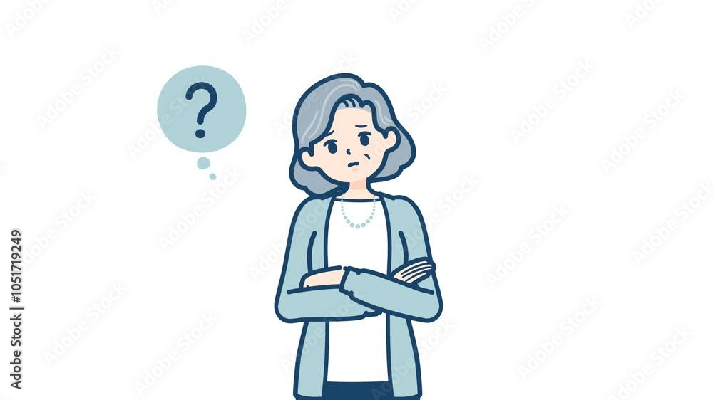 Senior woman_think and Not Understand_with alpha channel Senior woman_think and Not Understand_with alpha channel