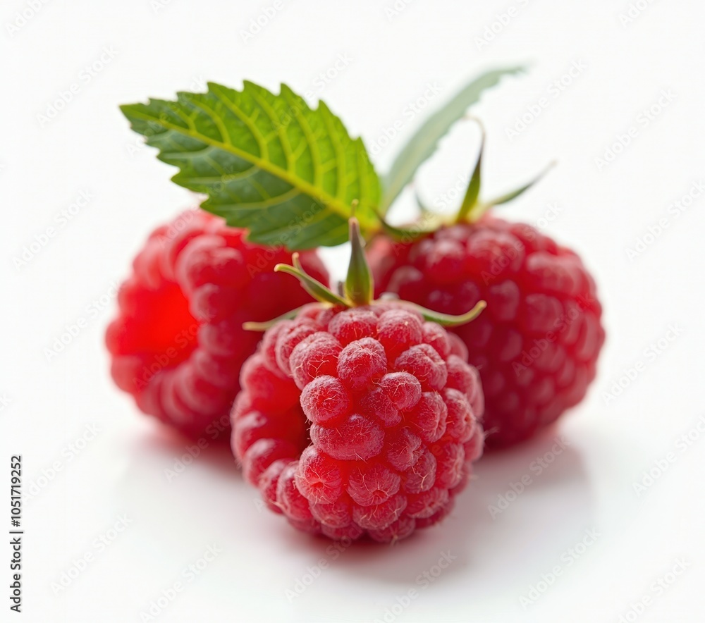 raspberries close up on white background raspberries close up on white background