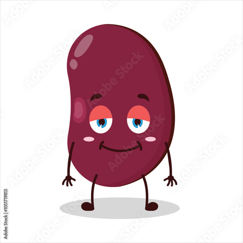 cute lazy expression of red bean character