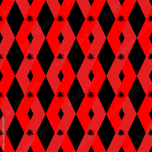 albania flag rhombus pattern background. vector illustration