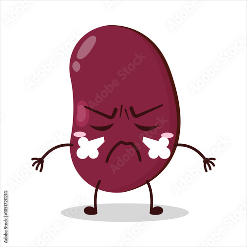 cute mad expression of red bean character