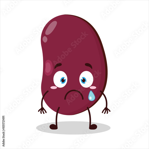 cute nervous expression of red bean character
