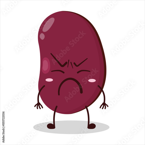 cute annoyed expression of red bean character