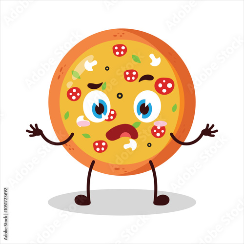 cute don't know expression of pizza character