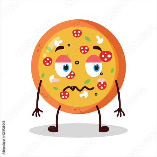 cute nope expression of pizza character
