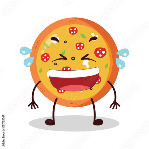 cute laugh out loud expression of pizza character