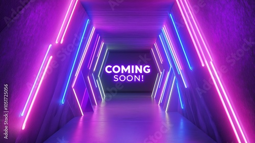 neon style coming soon futuric neon background design photo