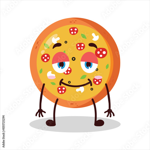 cute sleep expression of pizza character