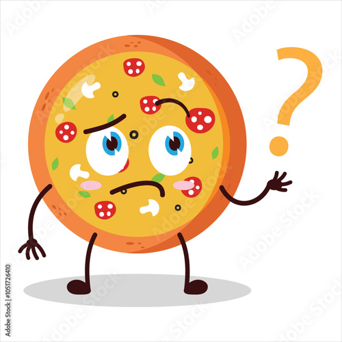 cute curious expression of pizza character