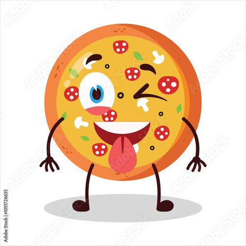 cute teased expression of pizza character
