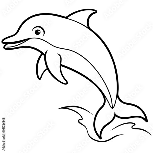 Design a Cheerful Dolphin Leaping from the Water in a Smooth Line Style