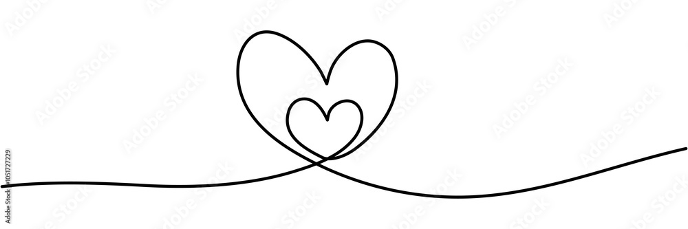Hearts continuous line drawing. Family linear symbol. Motherhood sign. Vector illustration isolated on white. Hearts continuous line drawing. Family linear symbol. Motherhood sign. Vector illustration isolated on white.