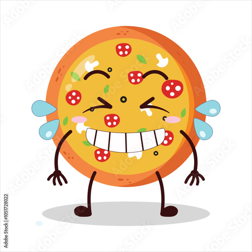 cute pleased expression of pizza character